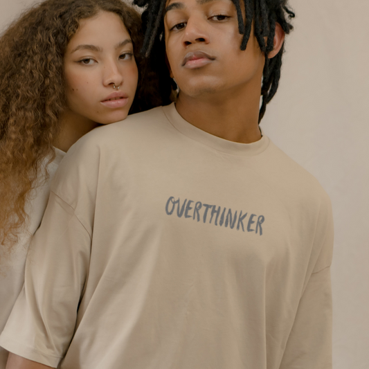 Overthinker Unisex Organic Oversized High Neck T-Shirt | Sweatstyle